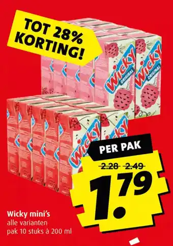 Boni Wicky mini's alle varianten pak 10 stuks à 200 ml aanbieding