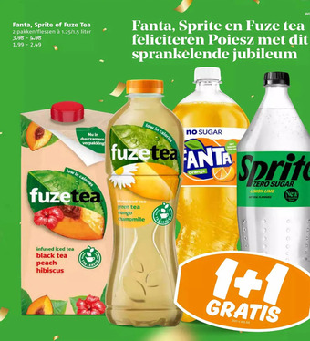 Poiesz Fanta, sprite of fuze tea aanbieding