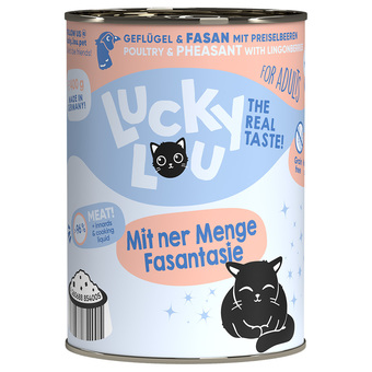 Zooplus 6x 400g lucky lou lifestage adult gevogelte & fazant natte kattenvoer aanbieding