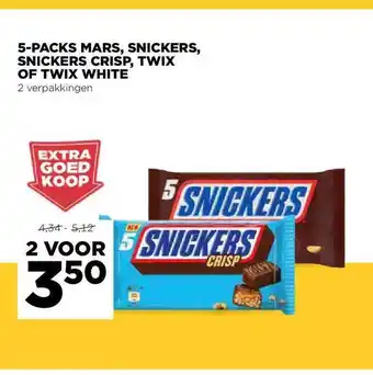 Jumbo 5-Packs Mars, Snickers, Snickers Crisp, Twix of Twix White aanbieding