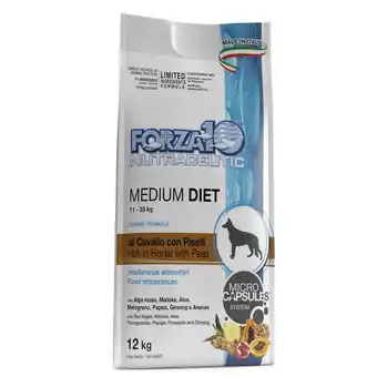 Zooplus 2x12kg paard & erwten medium & toy forza10 droog hondenvoer aanbieding