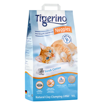 Zooplus 14l katoenbloesemgeur nuggies ultra tigerino kattenbakvulling aanbieding