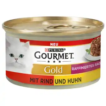 Zooplus 12x85g gold hartig torentje rund en kip duo gourmet kattenvoer aanbieding