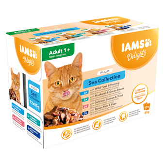 Zooplus 12x85g sea mix in gelei iams delights kattenvoer aanbieding