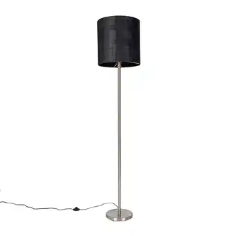 Lampenlicht.nl Moderne vloerlamp staal met kap zwart 40 cm - simplo aanbieding