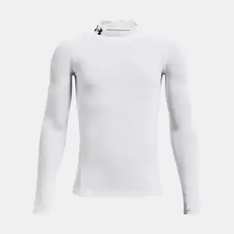 Under Armour Jongensshirt heatgear mock met lange mouwen wit / zwart yxs aanbieding