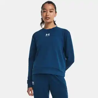 Under Armour Damestop under armour rival terry met ronde hals varsity blauw / wit xs aanbieding