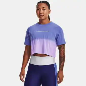 Under Armour Damesshirt under armour branded dip dye crop met korte mouwen baja blauw / nebula purper xs aanbieding