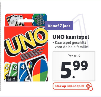 Lidl UNO kaartspel aanbieding