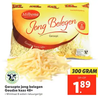 Lidl Geraspte jong belegen Goudse kaas 48+ aanbieding