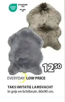 Jysk Everyday low price taks imitatie lamsvacht aanbieding