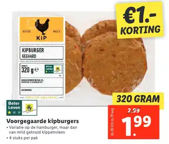 Lidl Voorgegaarde kipburgers aanbieding