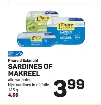 Ekoplaza Phare d'Eckmühl SARDINES OF MAKREEL 135 g aanbieding