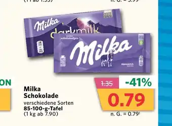 Combi Markt Milka Schokolade verschiedene Sorten 85-100-g-Tafel (1 kg ab 7.90) aanbieding