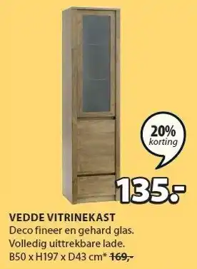 Jysk VEDDE VITRINEKAST aanbieding