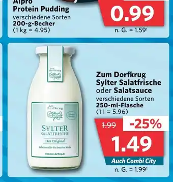 Combi Markt Zum Dorfkrug Sylter Salatfrische oder Salatsauce verschiedene Sorten 250-ml-Flasche (11= 5.96) aanbieding