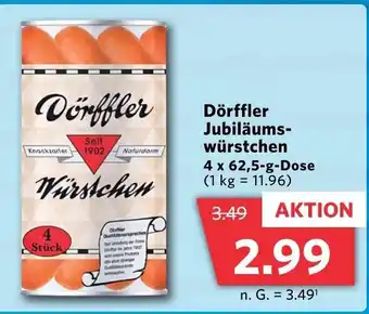 Combi Markt Dörffler Jubiläums- würstchen 4 x 62,5-g-Dose aanbieding