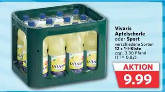 Combi Markt DE Vivaris Apfelschorle oder Sport verschiedene Sorten 12 x 1-1-Kiste zzgl. 3.30 Pfand (11 = 0.83) aanbieding