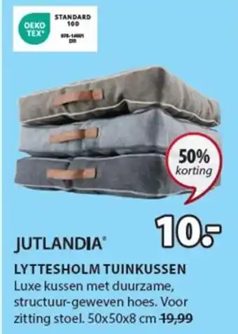 Jysk JUTLANDIA LYTTESHOLM TUINKUSSEN 50x50x8 cm aanbieding