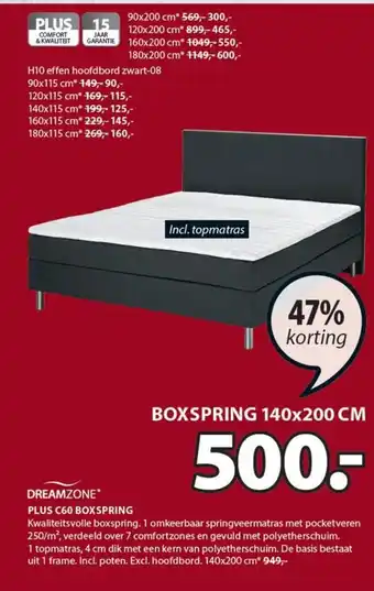 Jysk DREAMZONE PLUS C60 BOXSPRING140x200 cm aanbieding