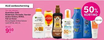 Drogisterij Visser Alle Zonbescherming : Australian Gold, Biodermal, Dermolin, Garnier Ambre Solaire, Nivea, P20 En Vision 50% Korting aanbieding