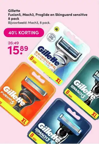 Drogisterij Visser Gillette Fusion5, Mach3, Proglide En Skinguard Sensitive 8 Pack 40% Korting aanbieding