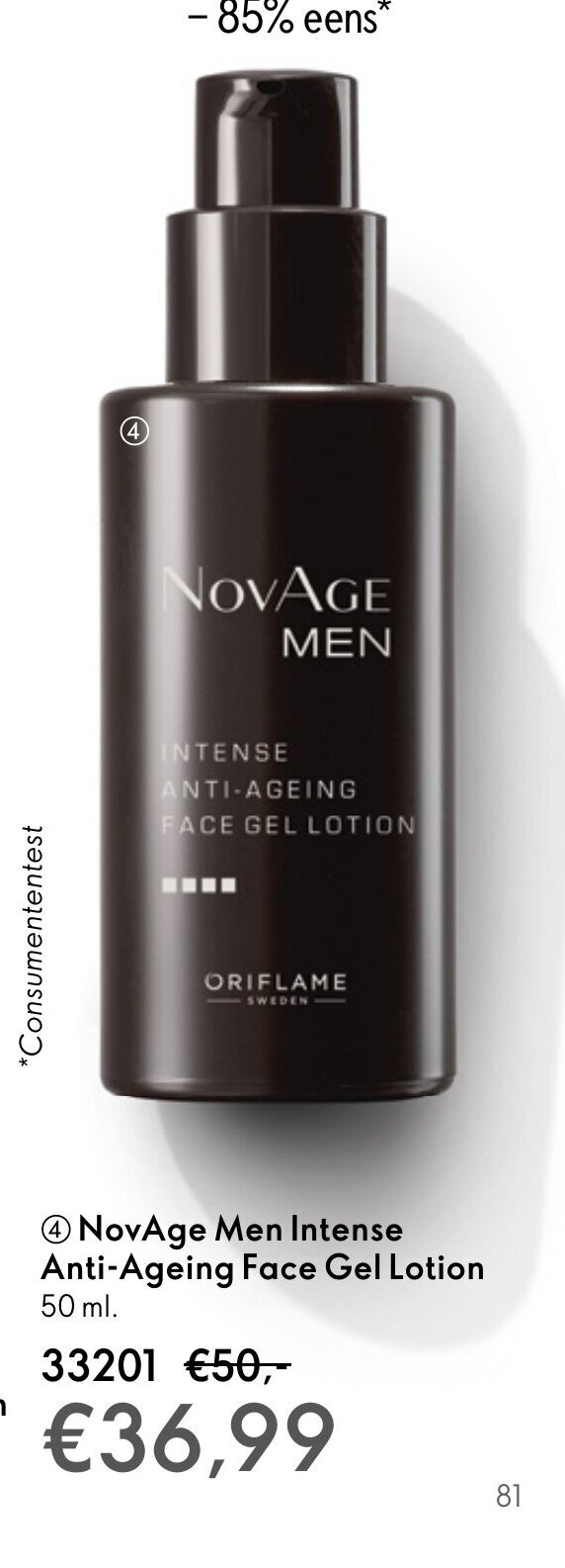 NovAge Men Intense AntiAgeing Face Gel Lotion 50 ml aanbieding bij
