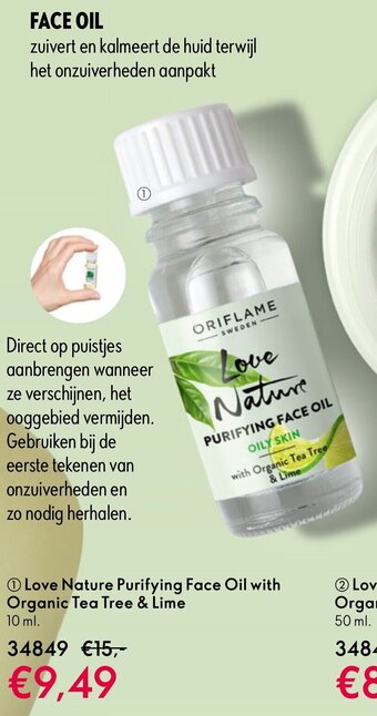 Oriflame Love Nature Purifying Face Oil with Organic Tea Tree & Lime aanbieding