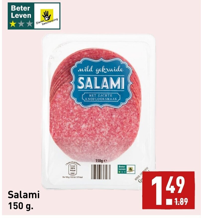 Salami 150 g. aanbieding bij ALDI