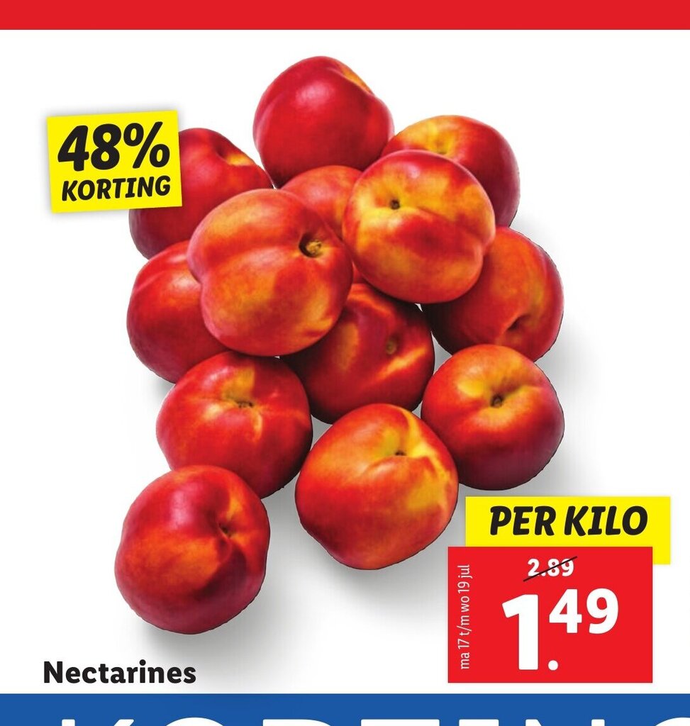 Nectarines PER KILO aanbieding bij Lidl