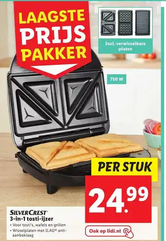 Lidl SILVERCREST® 3-in-1 tosti-ijzer aanbieding