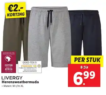 Lidl LIVERGY Herensweatbermuda • Maten: M t/m XL aanbieding