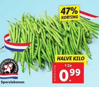 Lidl Sperziebonen HALVE KILO aanbieding