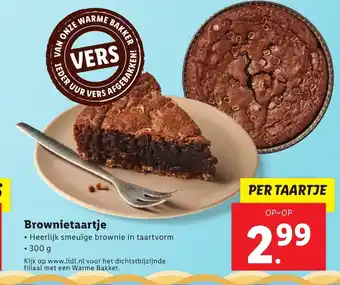 Lidl Brownietaartje Heerlijk smeuïge brownie in taartvorm 300g aanbieding