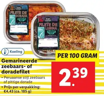 Lidl Gemarineerde zeebaars- of doradefilet 100g aanbieding