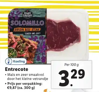 Lidl Entrecote 100g aanbieding