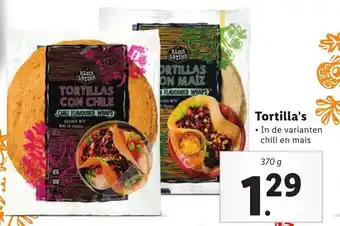 Lidl Tortilla's 370g aanbieding