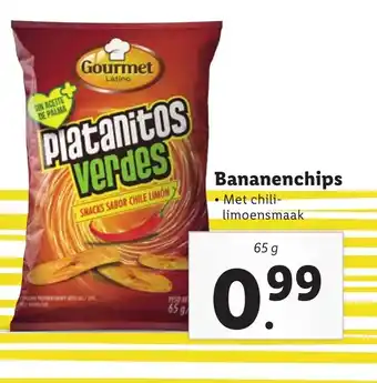 Lidl Bananenchips • Met chili- limoensmaak 65g aanbieding