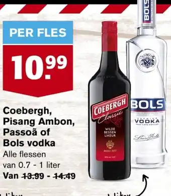 Hoogvliet Coebergh, Pisang Ambon, Passoã of Bols vodka van 0.7 - 1 liter aanbieding