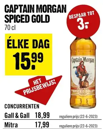 Dirck 3 CAPTAIN MORGAN SPICED GOLD 70 cl aanbieding