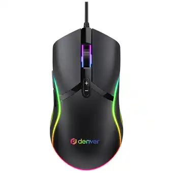 Conrad Denver gmo-402 gaming-muis usb optisch zwart 7 toetsen 1000 dpi, 1600 dpi, 3200 dpi, 6400 dpi verlicht aanbieding