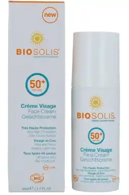 De Online Drogist Biosolis gezichtscrème spf50 50ml aanbieding