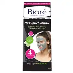De Online Drogist Biore masker houtskool 1 minuut zelfverwarmend 4st aanbieding