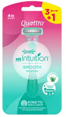 De Online Drogist Wilkinson quattro smooth sensitive wegwerpscheermesjes 4st aanbieding
