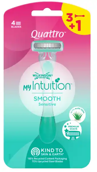 De Online Drogist Wilkinson quattro smooth sensitive wegwerpscheermesjes 4st aanbieding