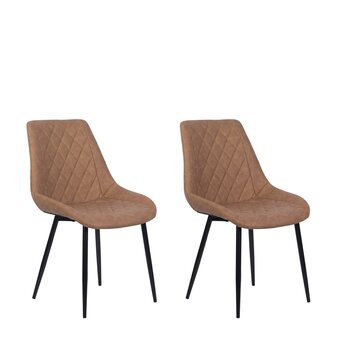 fonQ Beliani maribel set van 2 stoelen bruin aanbieding