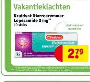 Kruidvat Kruidvat diarreeremmer loperamide 2 mg aanbieding