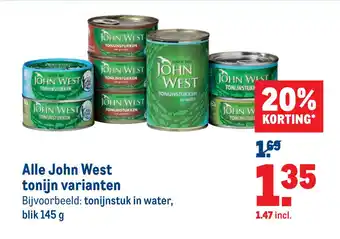 Makro Alle John West tonijn varianten 145 gram aanbieding