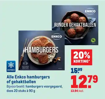 Makro Alle Enkco hamburgers of gehaktballen 90 gram aanbieding