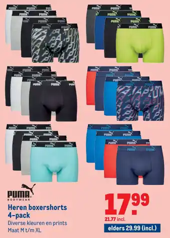 Makro Puma Heren boxershorts 4-pack aanbieding